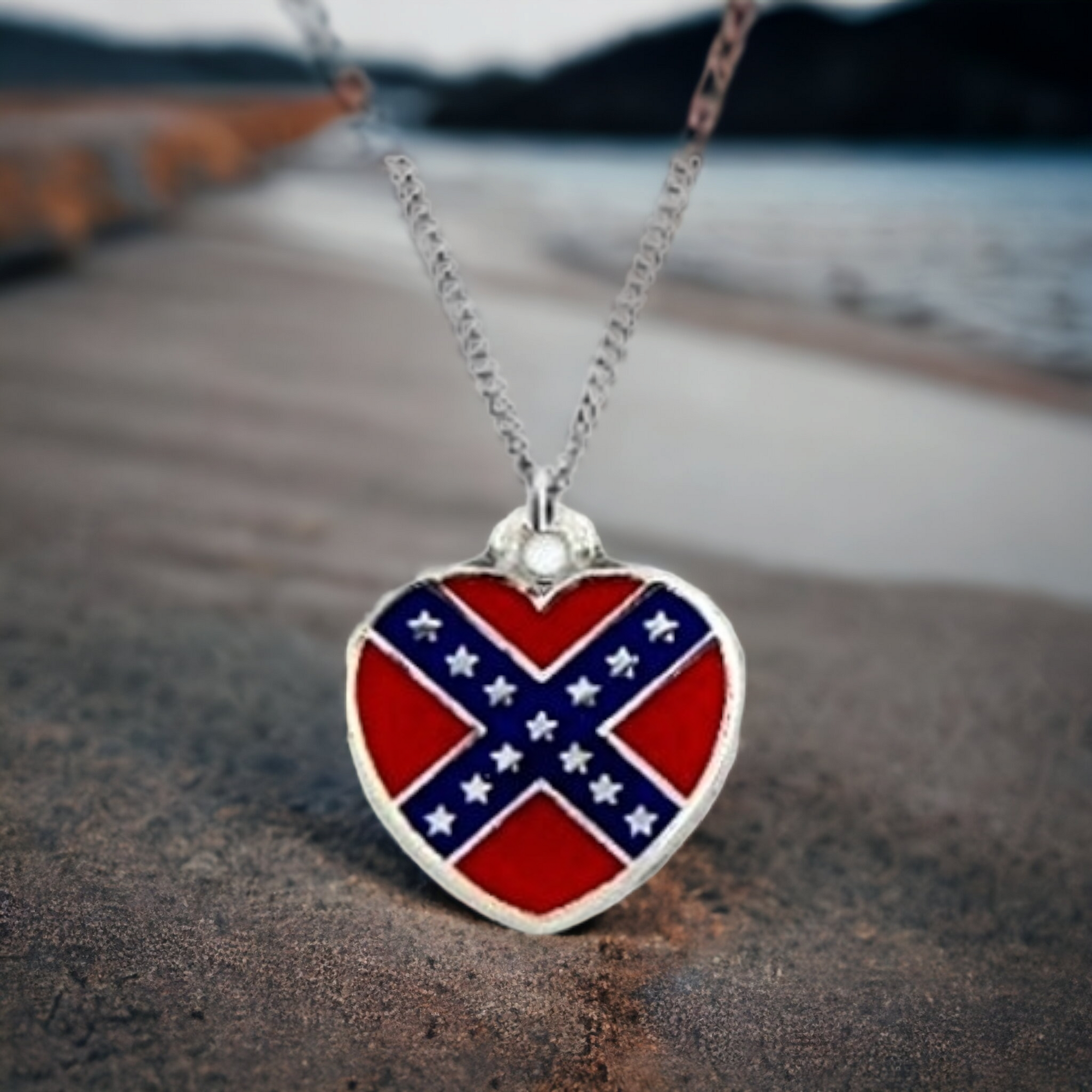 Battle Flag Heart Necklace - CSA II®'s Rebel Corner
