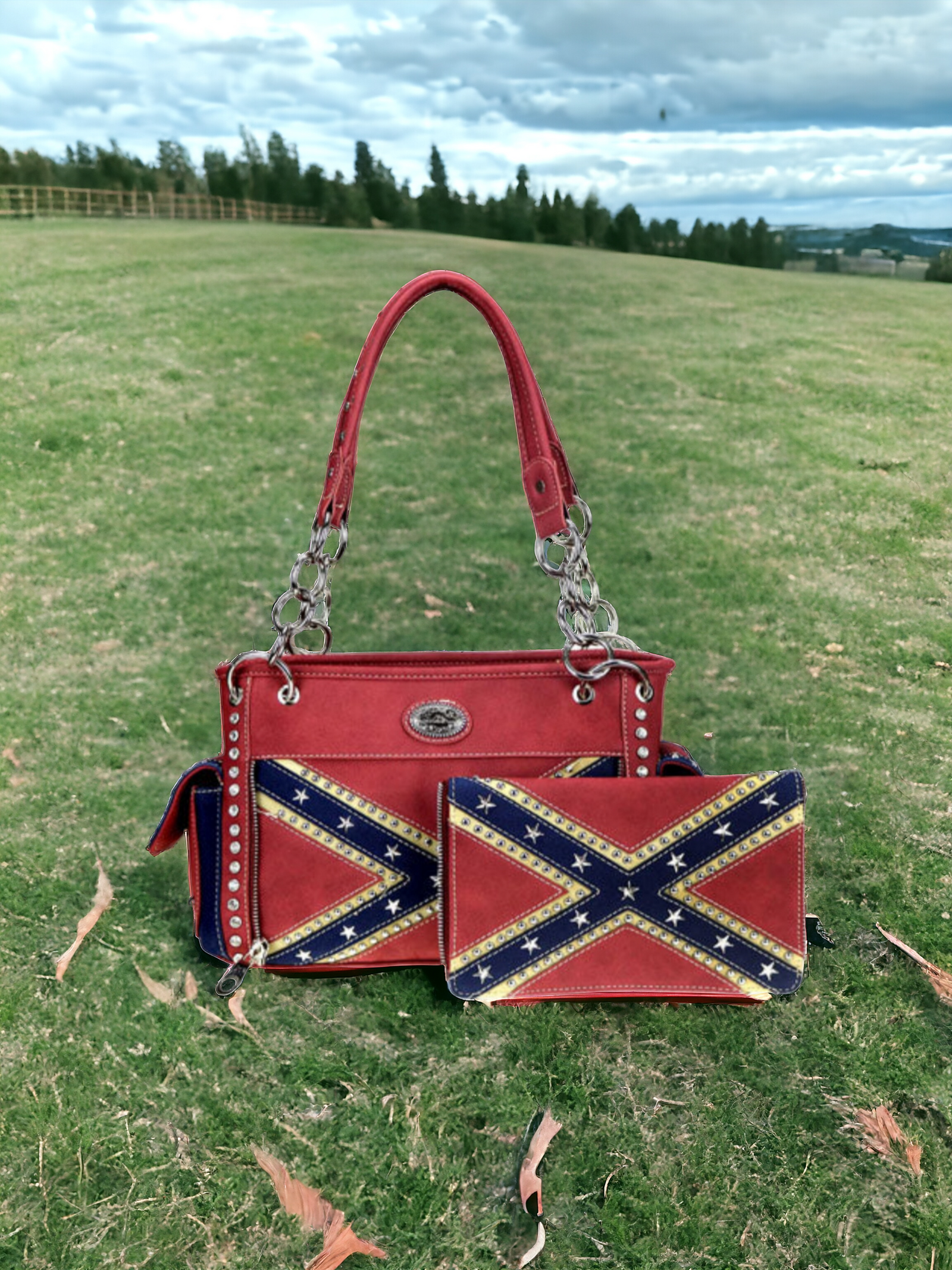 Battle Flag Ladies Concealed Carry Handbag with Removal Clutch