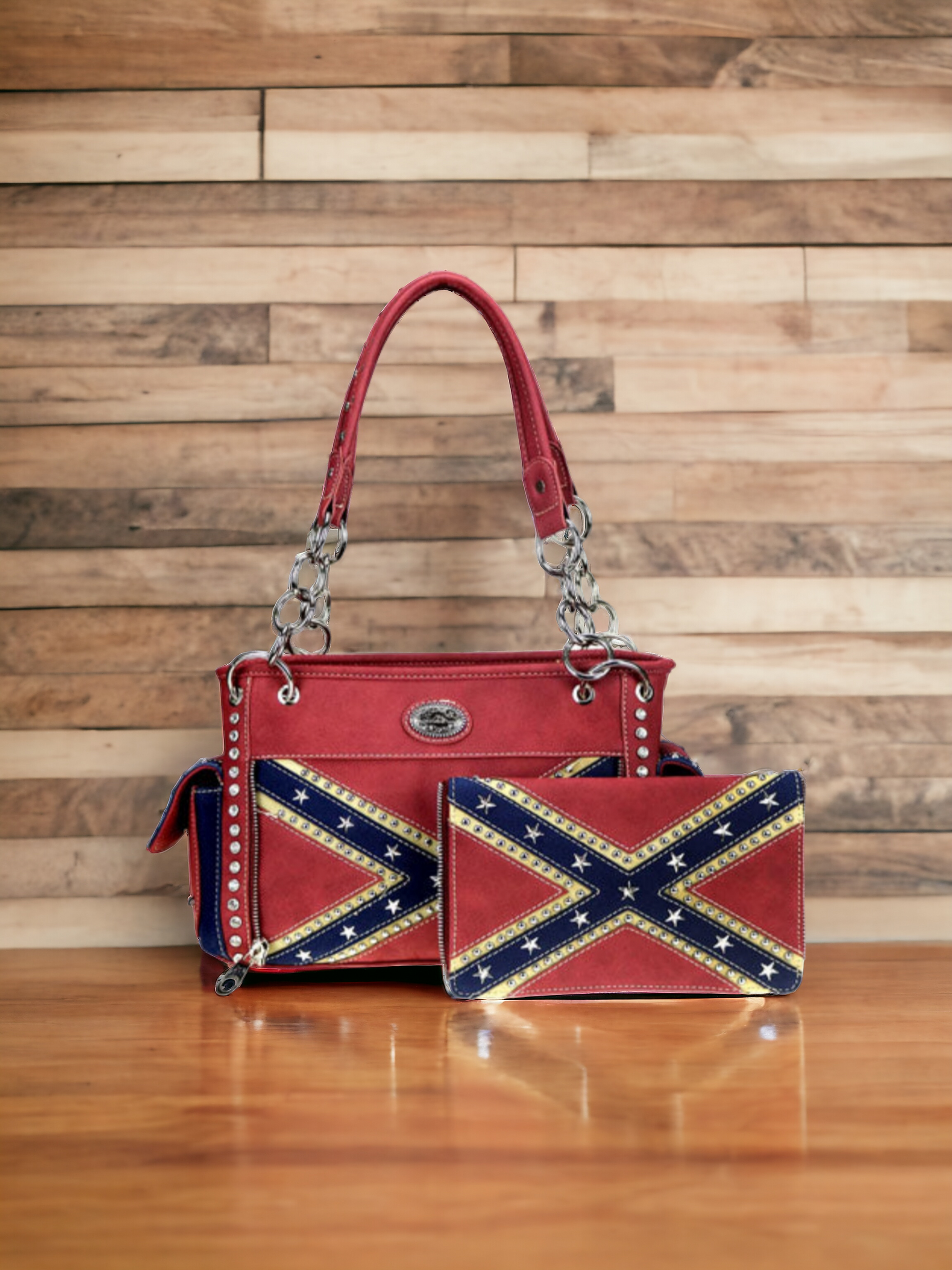 Battle Flag Ladies Concealed Carry Handbag with Removal Clutch