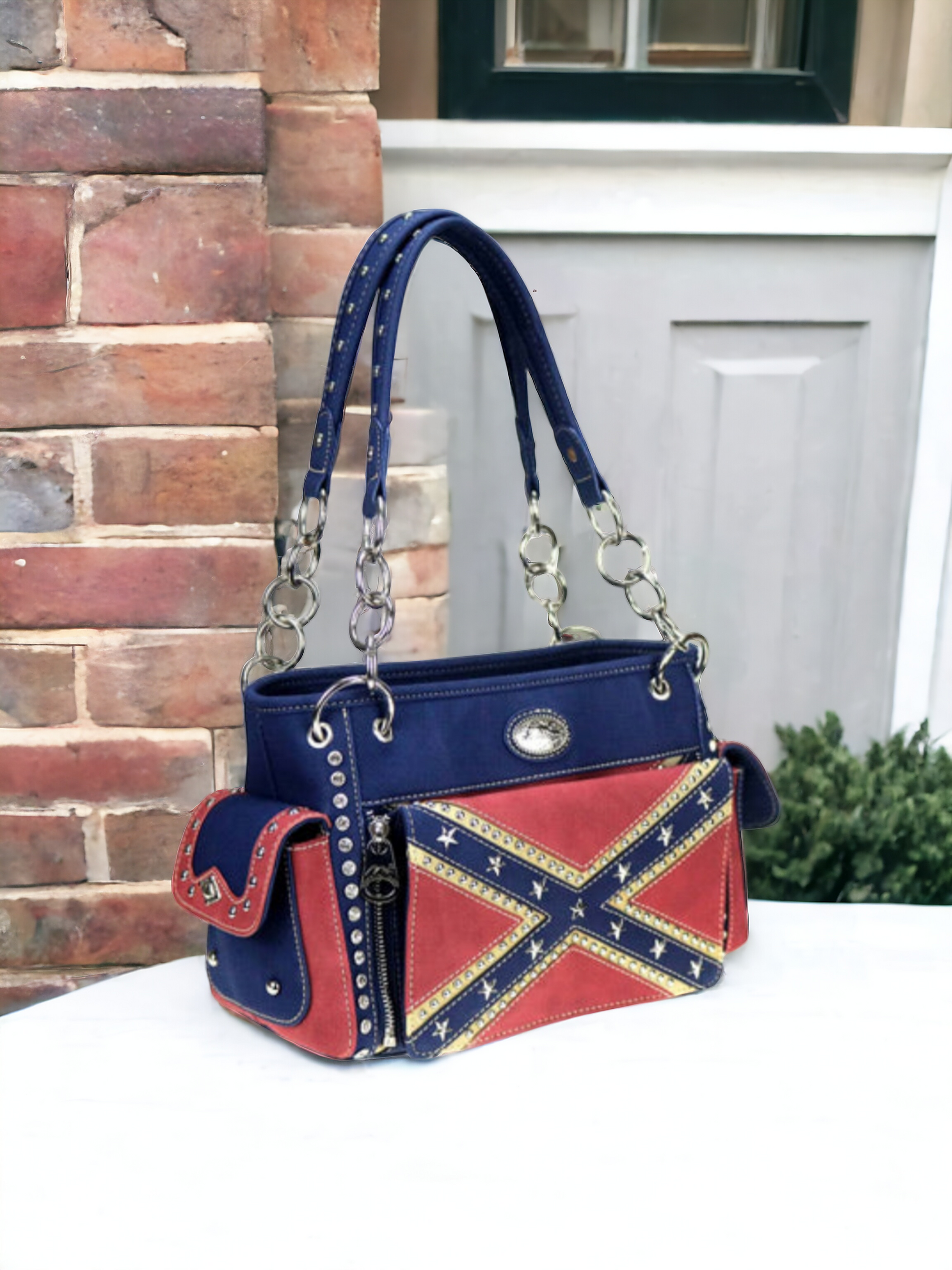 Battle Flag Ladies Concealed Carry Handbag with Removal Clutch