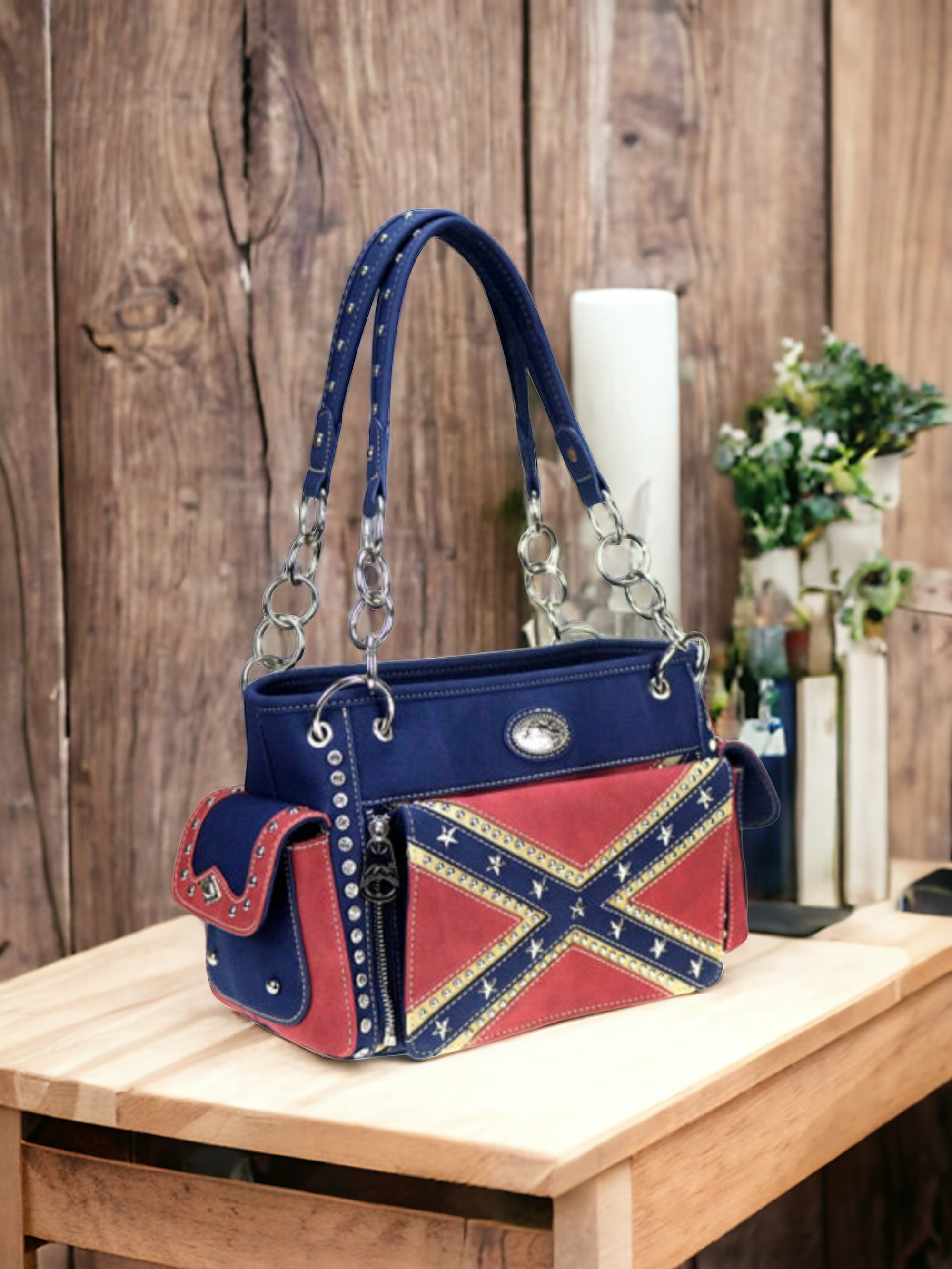 Battle Flag Ladies Concealed Carry Handbag with Removal Clutch