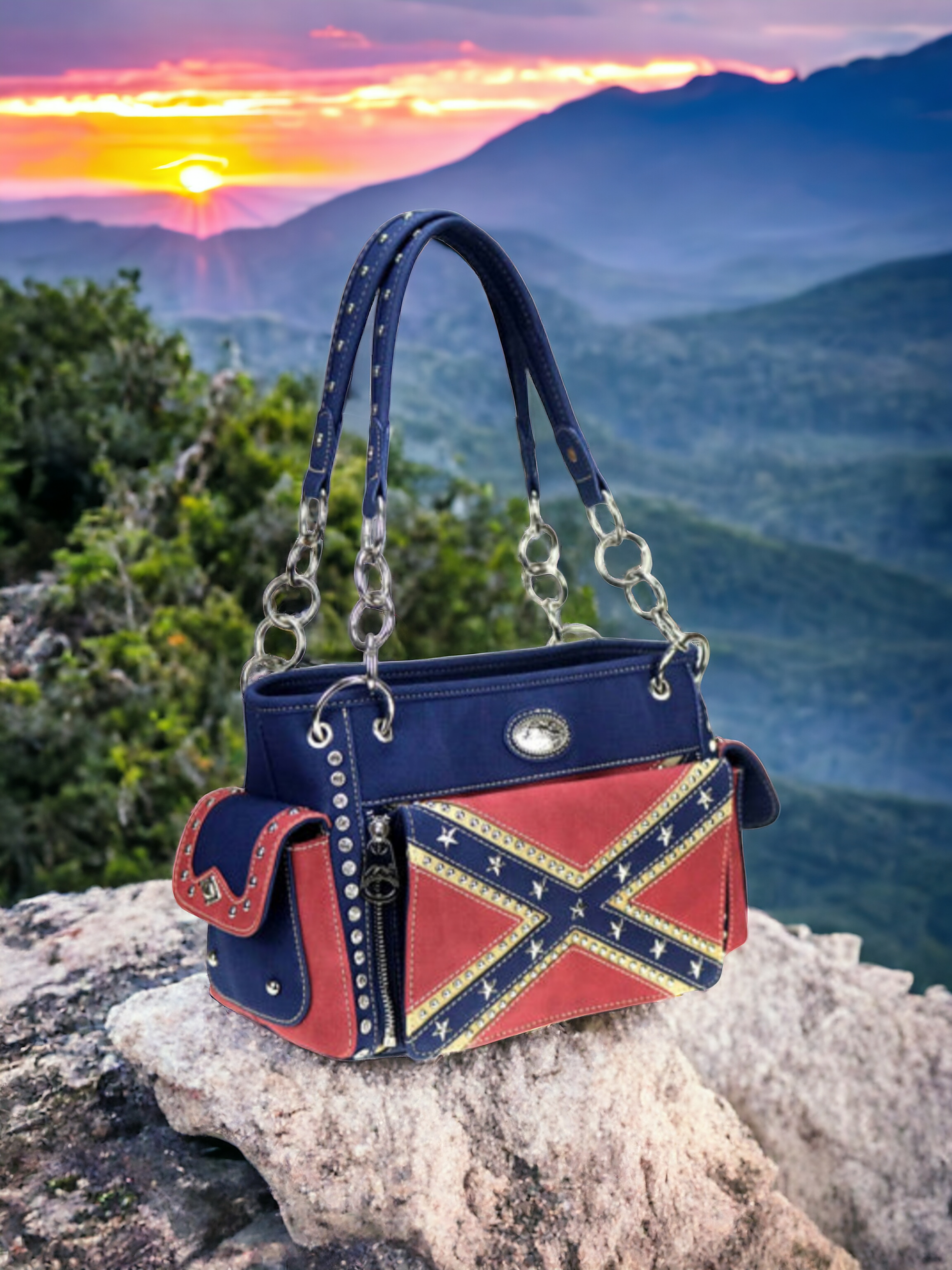 Battle Flag Ladies Concealed Carry Handbag with Removal Clutch