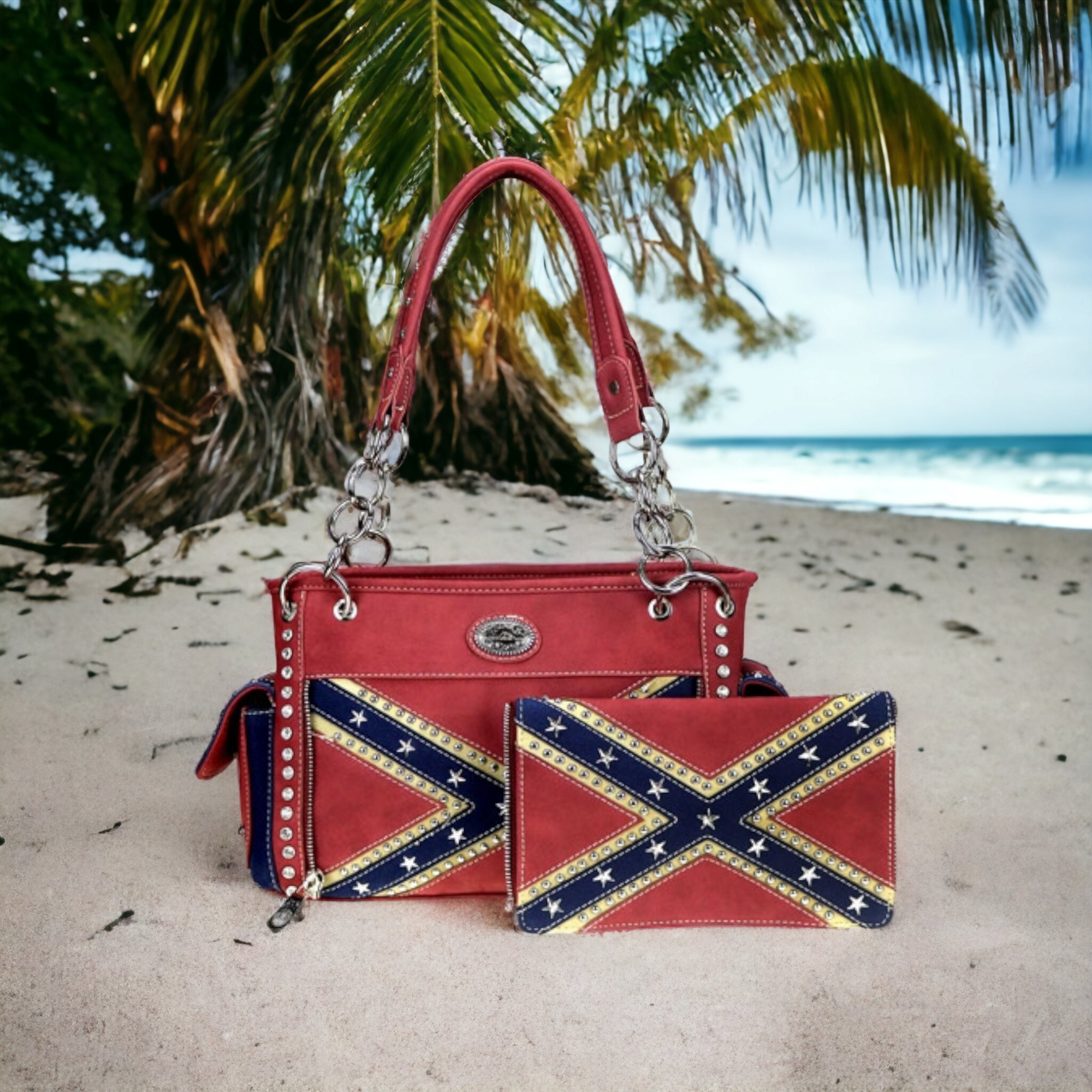 Battle Flag Ladies Concealed Carry Handbag with Removal Clutch