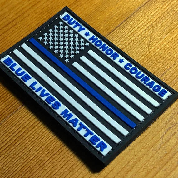 U.S.A. Flag PVC Embroidery Velcro Patch - Blue Lives Matter 